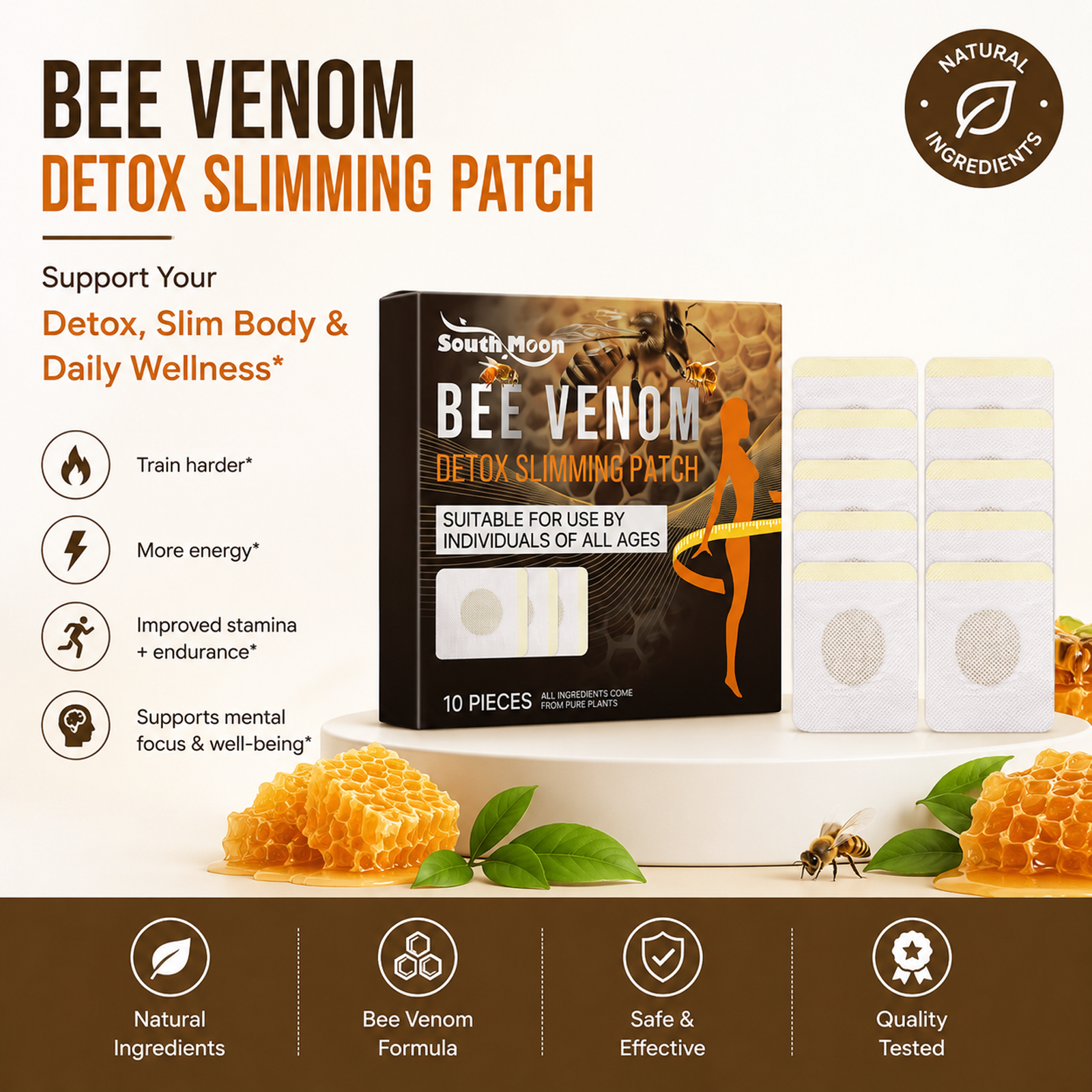 South Moon Bee Venom Body Contouring Patch – Relieves Physical Tension, Firms the Abdomen and Arms, and Shapes the Body
