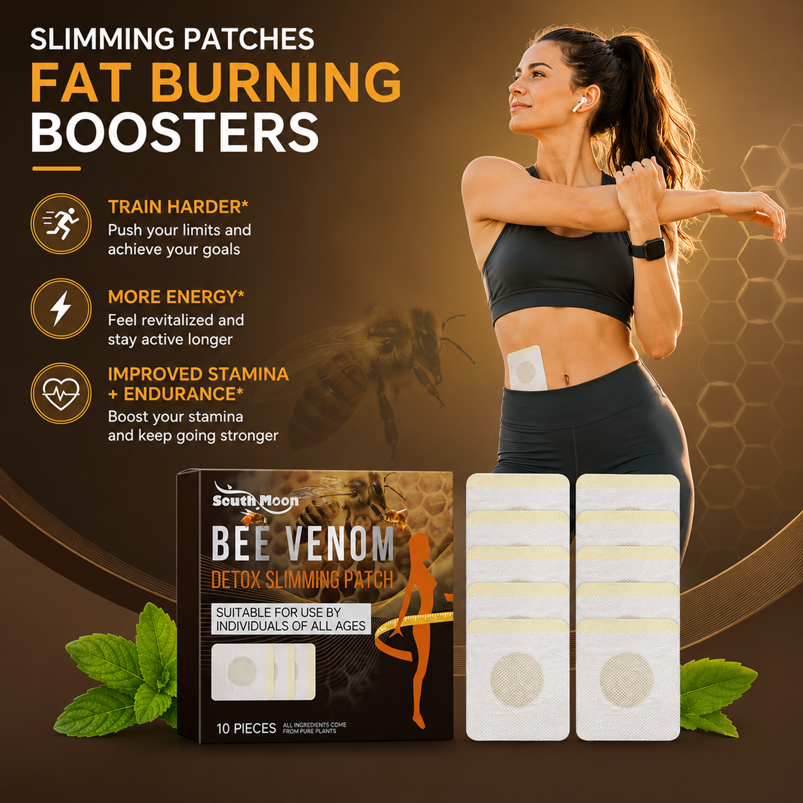 South Moon Bee Venom Body Contouring Patch – Relieves Physical Tension, Firms the Abdomen and Arms, and Shapes the Body