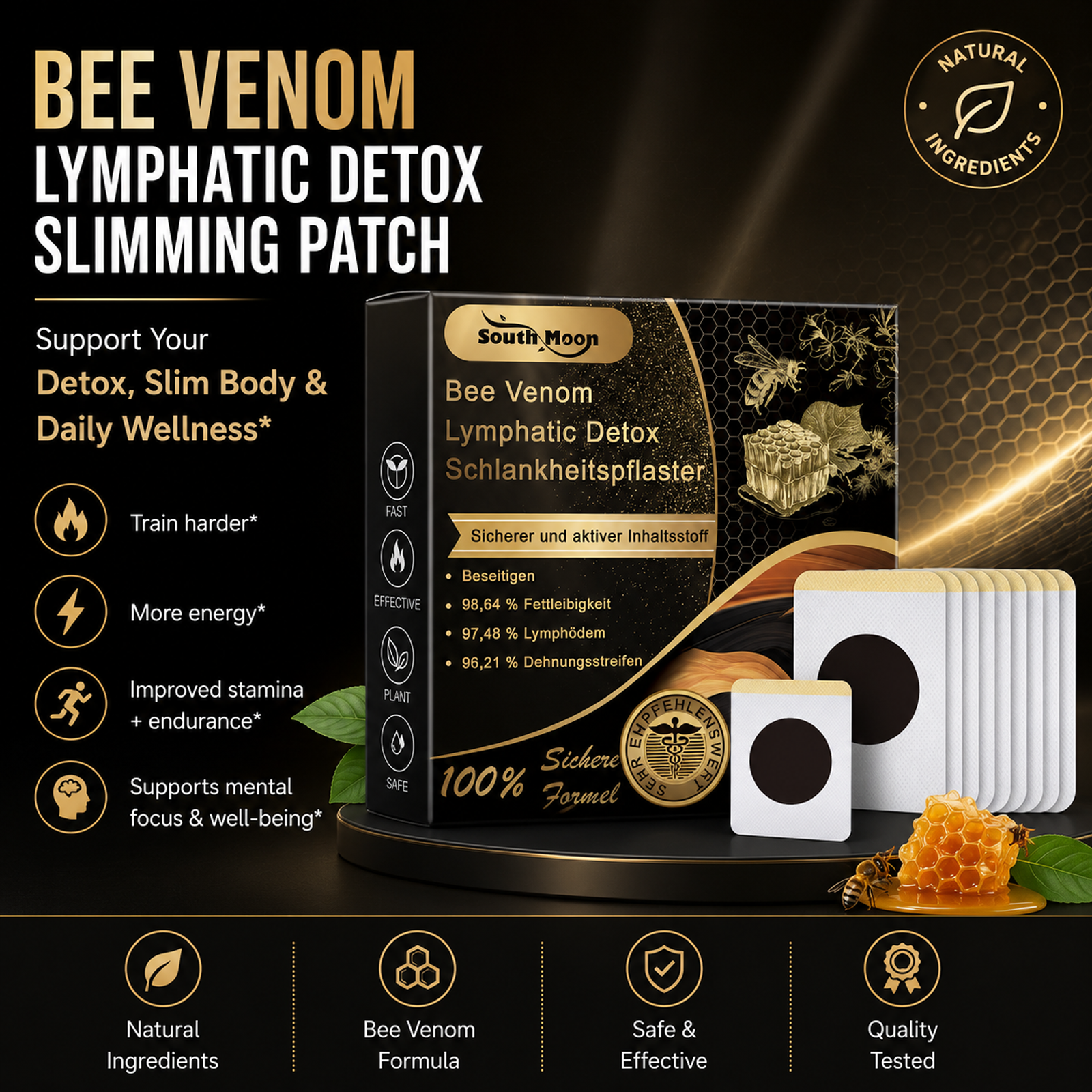 South Moon Bee Venom Body Patch – for tummy tightening, lifting, and body contouring; a convenient navel patch for firming skin.