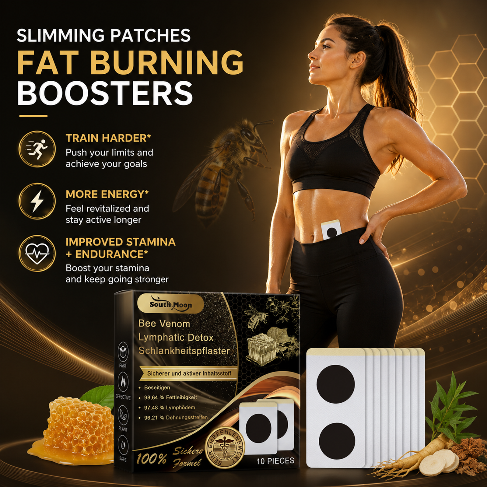 South Moon Bee Venom Body Patch – for tummy tightening, lifting, and body contouring; a convenient navel patch for firming skin.