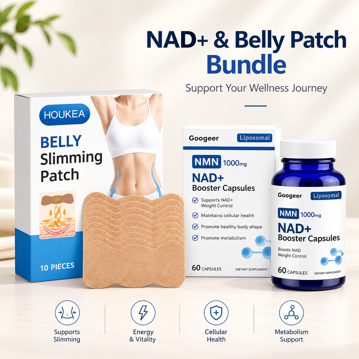 NAD+ & Belly Slimming Patch Bundle – Inside + Outside Wellness Support for Healthy Body Management