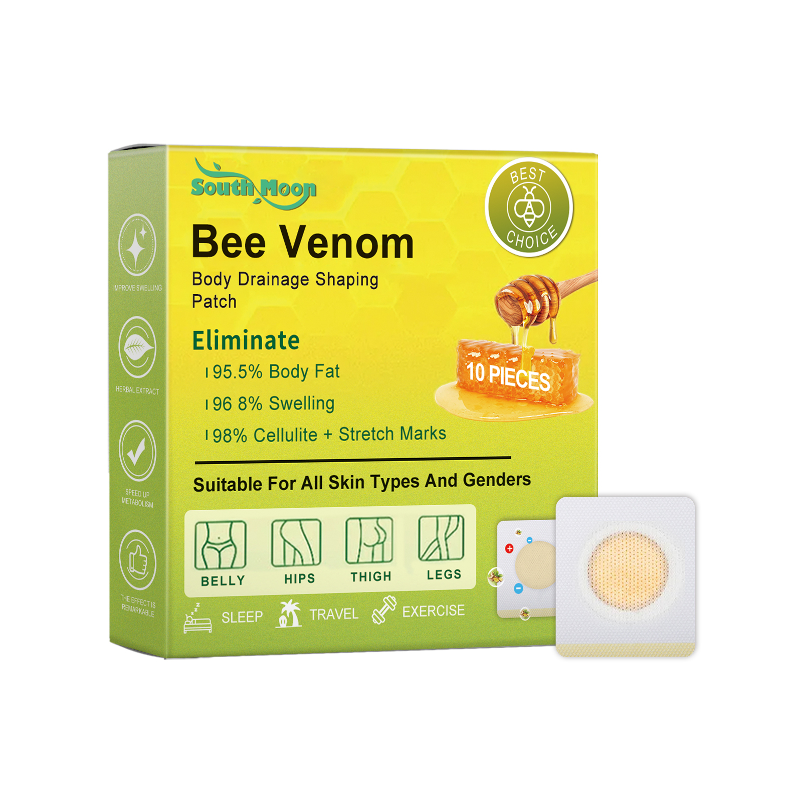 South Moon Bee Venom Body Patch – Moisturizing, Body-Sculpting, and Firming Patch for Body Contours
