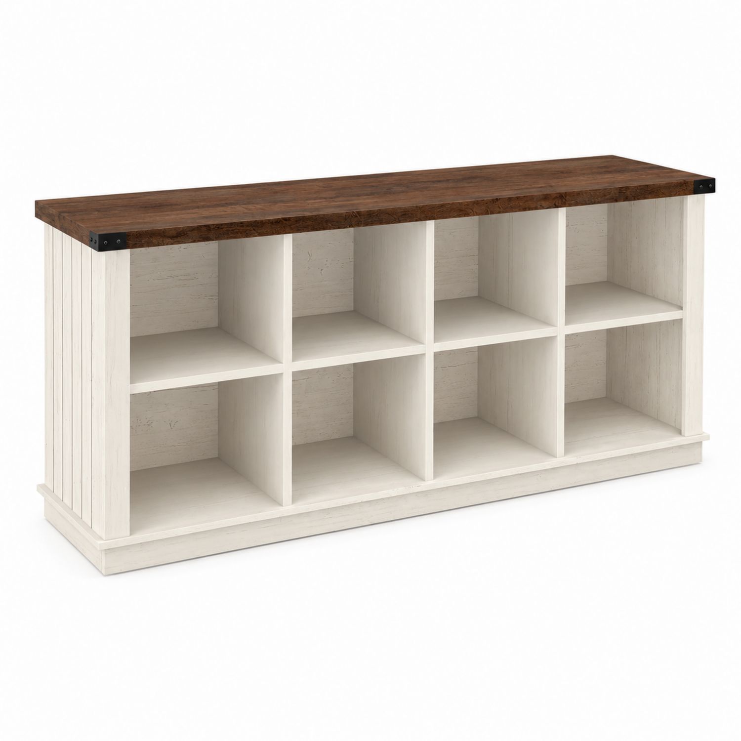 Meuble de rangement en bois avec plateau en noyer 8 compartiments-Floralvillae