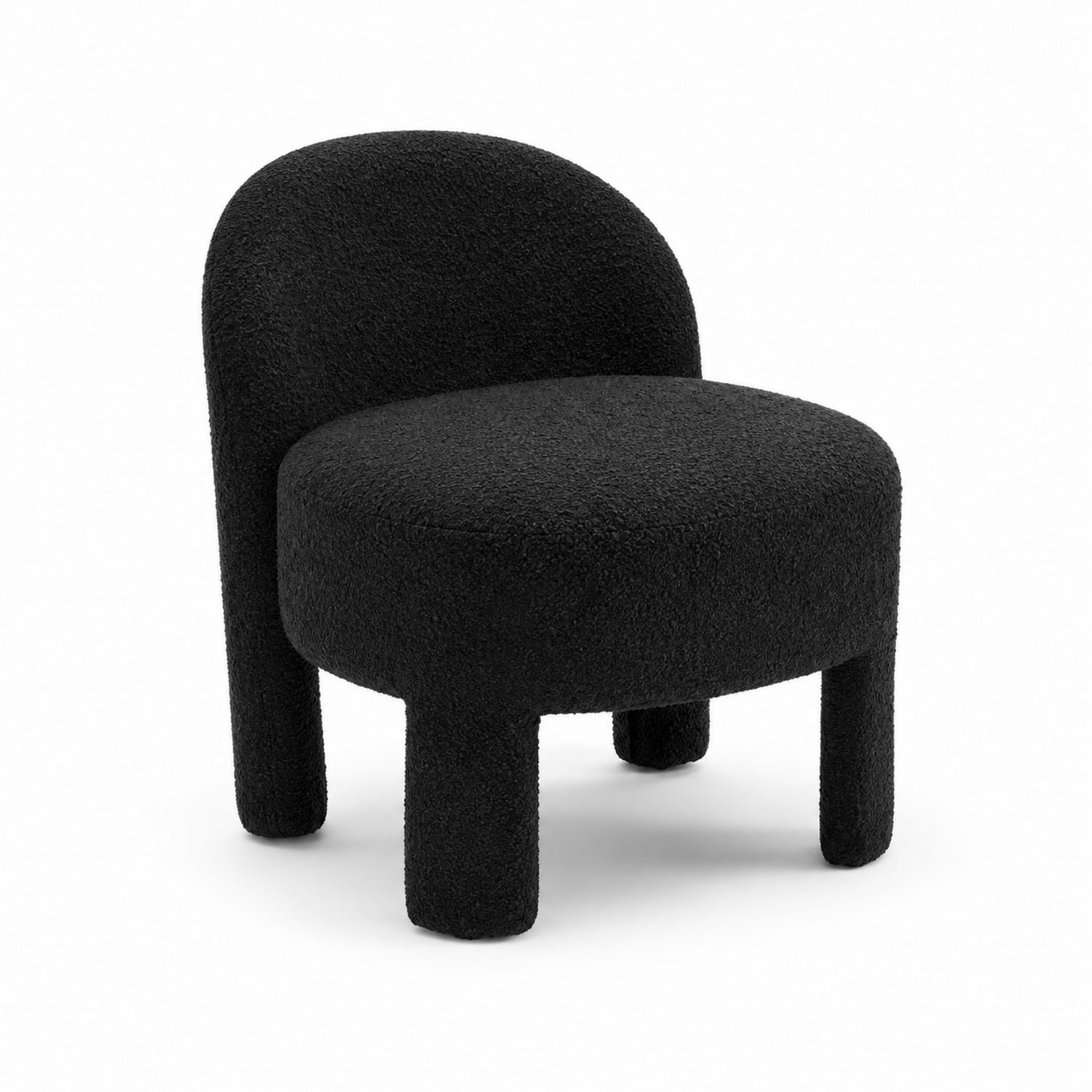 Chaise en tissu bouclé noir 75x55x55cm-Floralvillae