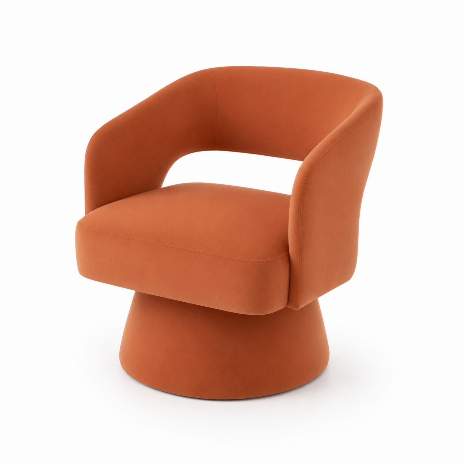 Fauteuil pivotant en tissu orange, 75x70x78 cm-Floralvillae