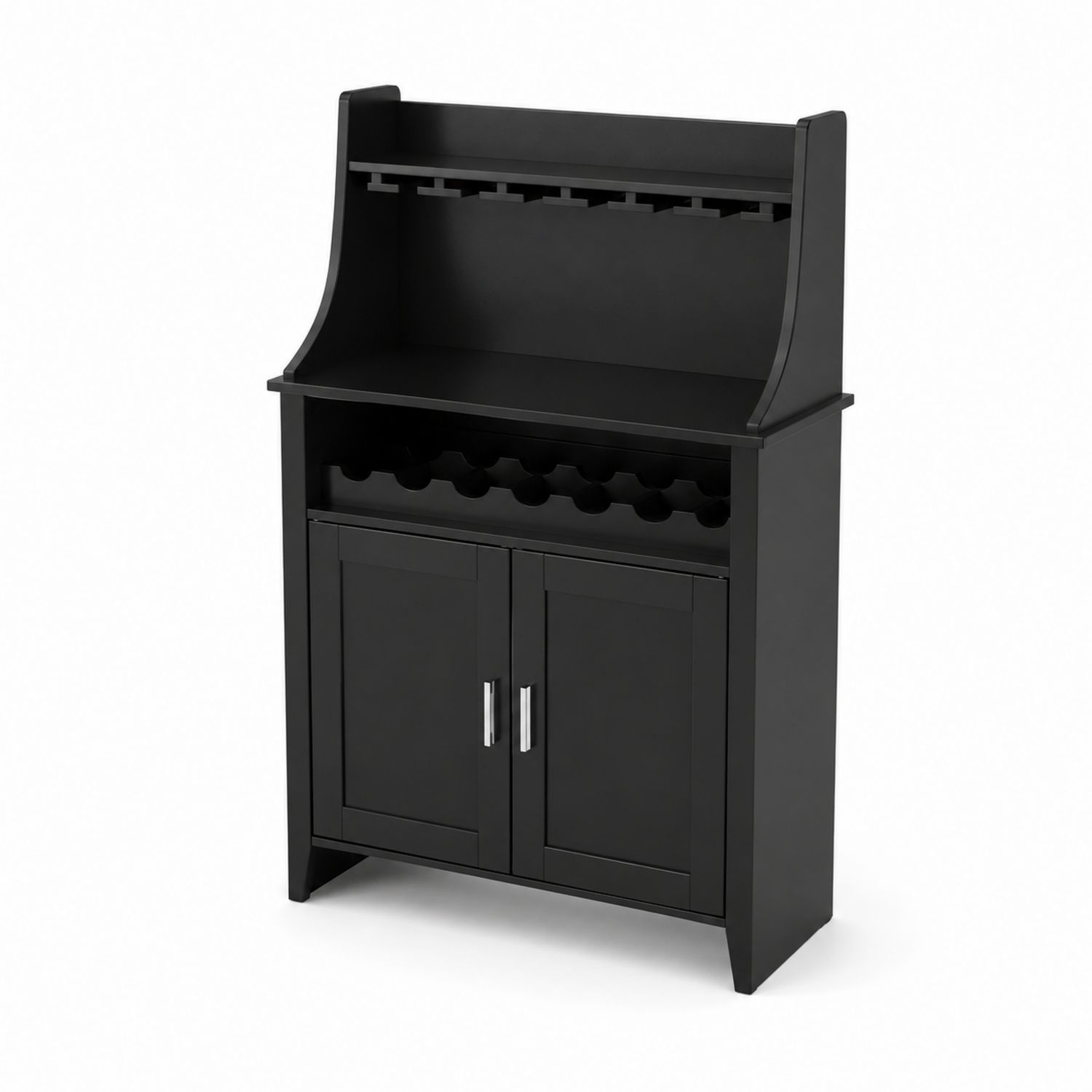 Buffet de bar en MDF avec porte-bouteilles noir 92x60x30cm-Floralvillae