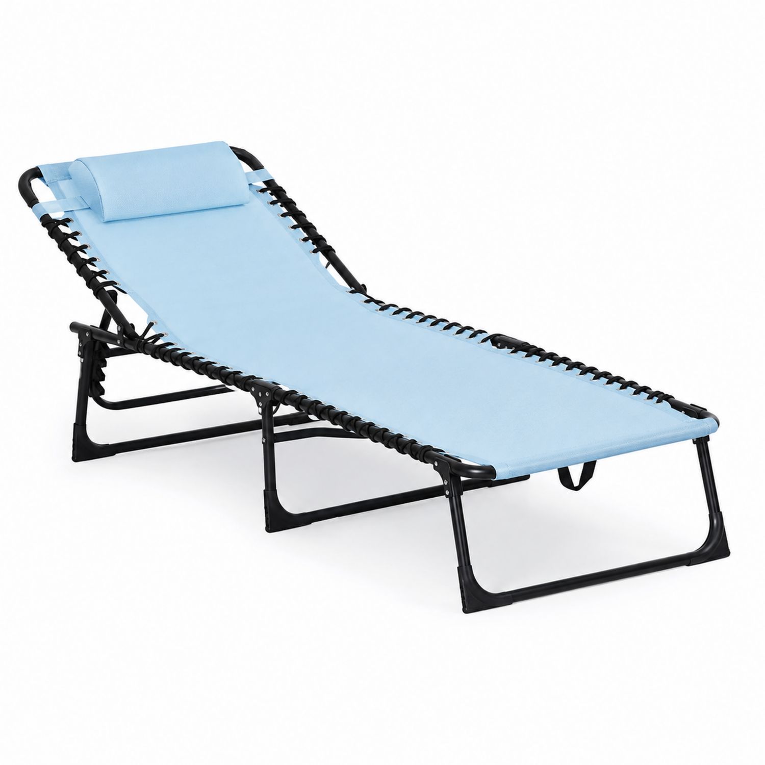 Chaise longue en métal bleu avec oreiller-Floralvillae