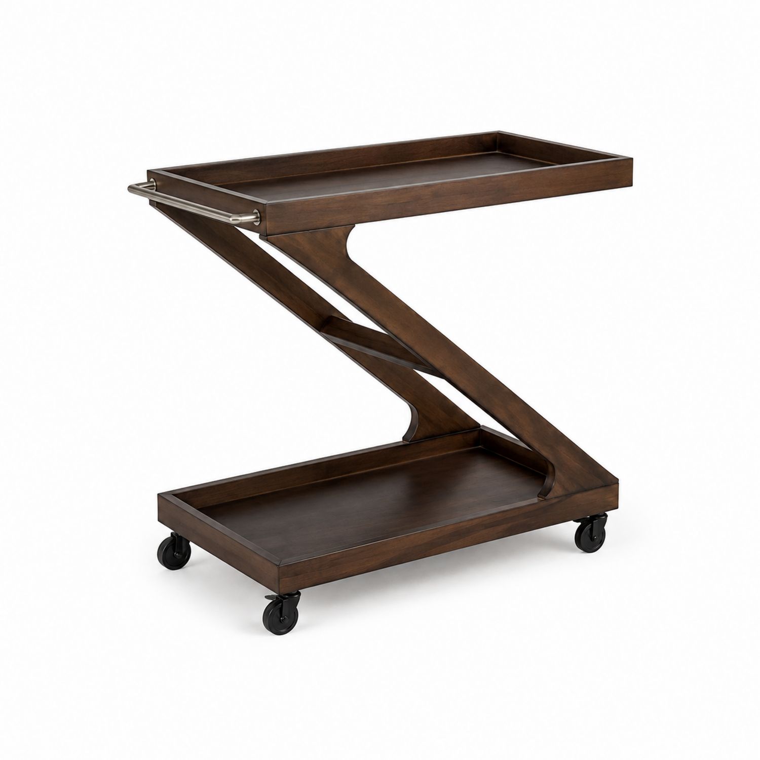 Chariot de Bar en Bois avec Roues en Z Marron-Floralvillae