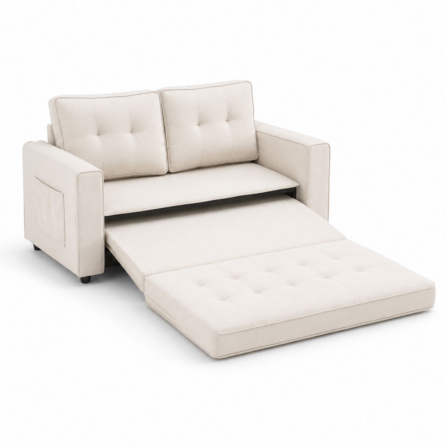 Canapé convertible en tissu polyester beige-Floralvillae