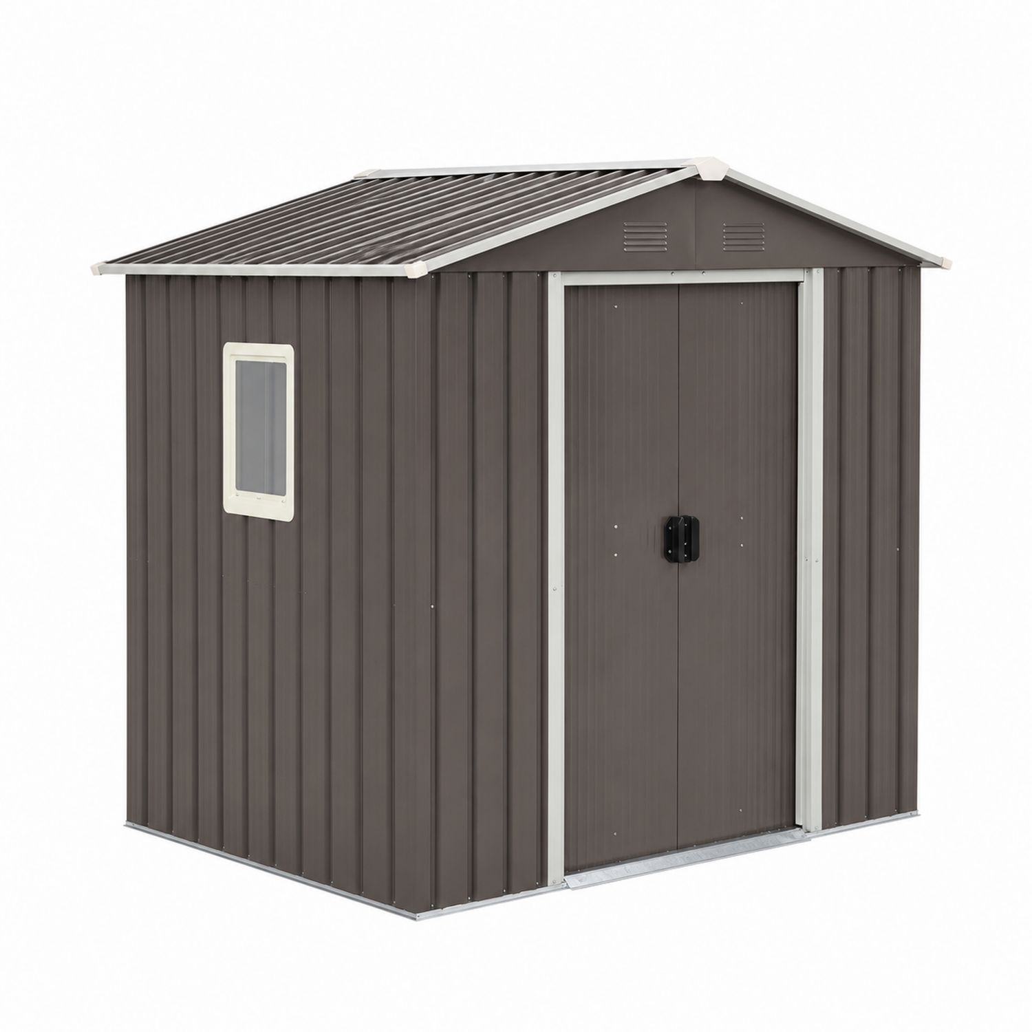 Abri de jardin en métal brun avec fenêtre en PVC-Floralvillae