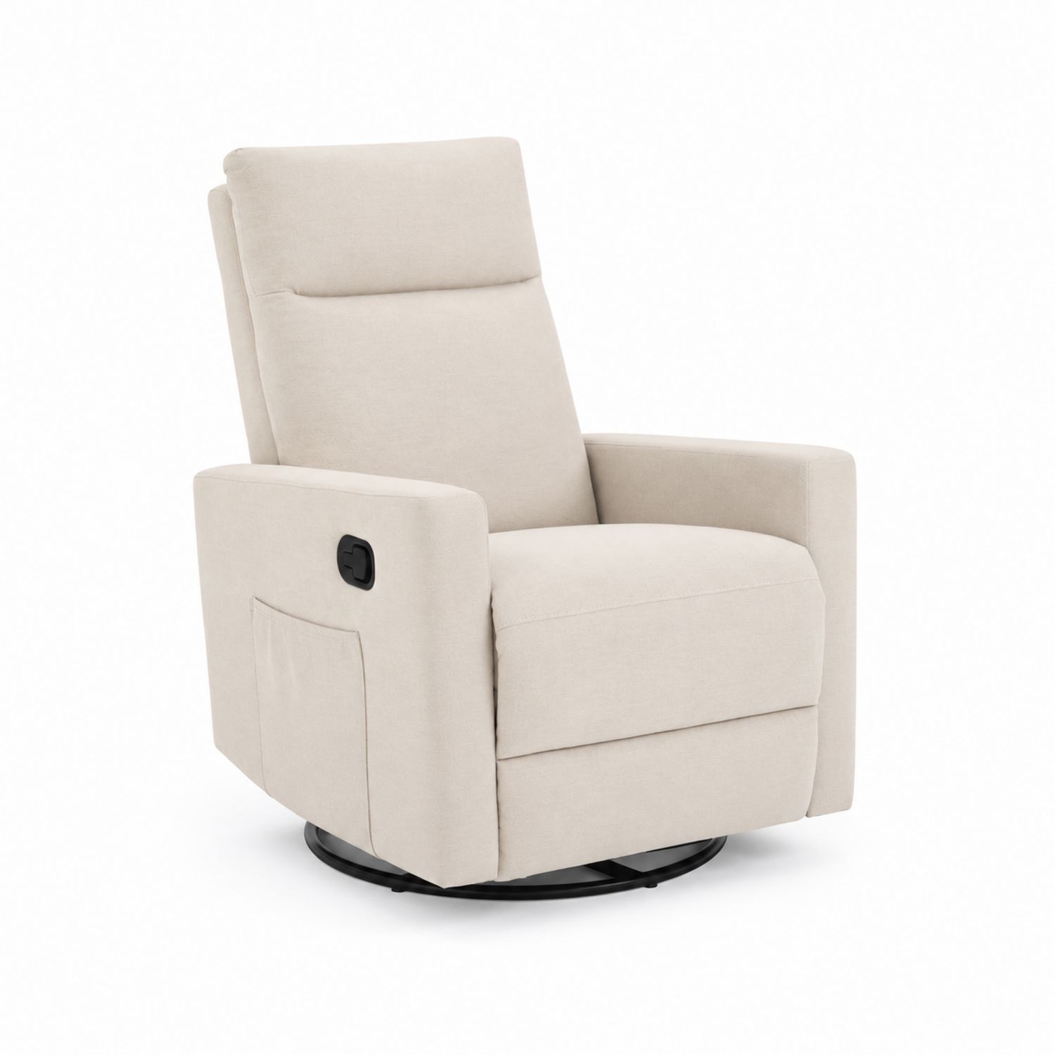 Fauteuil inclinable pivotant en bois et tissu beige-Floralvillae