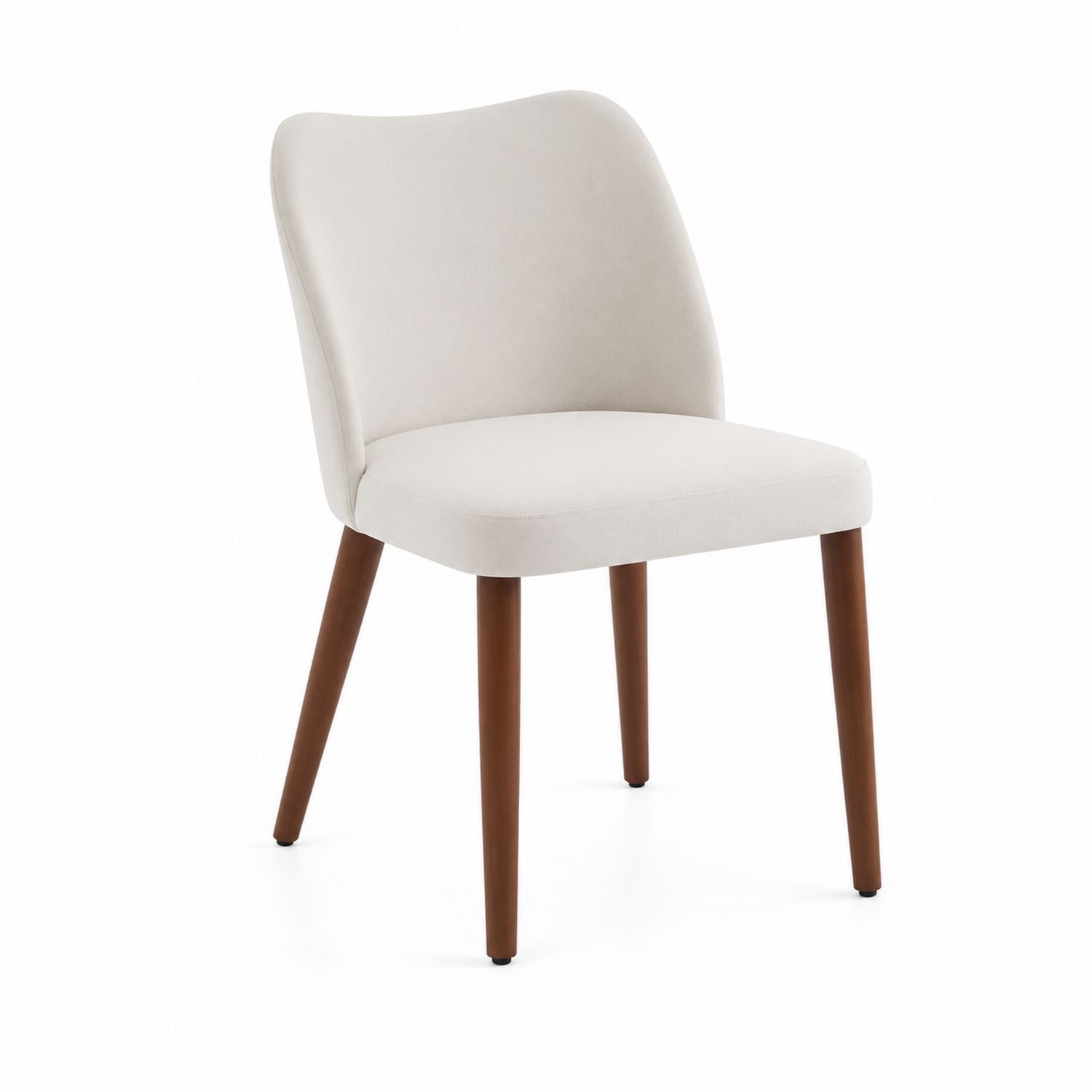 Chaise en velours beige avec pieds en bois-Floralvillae