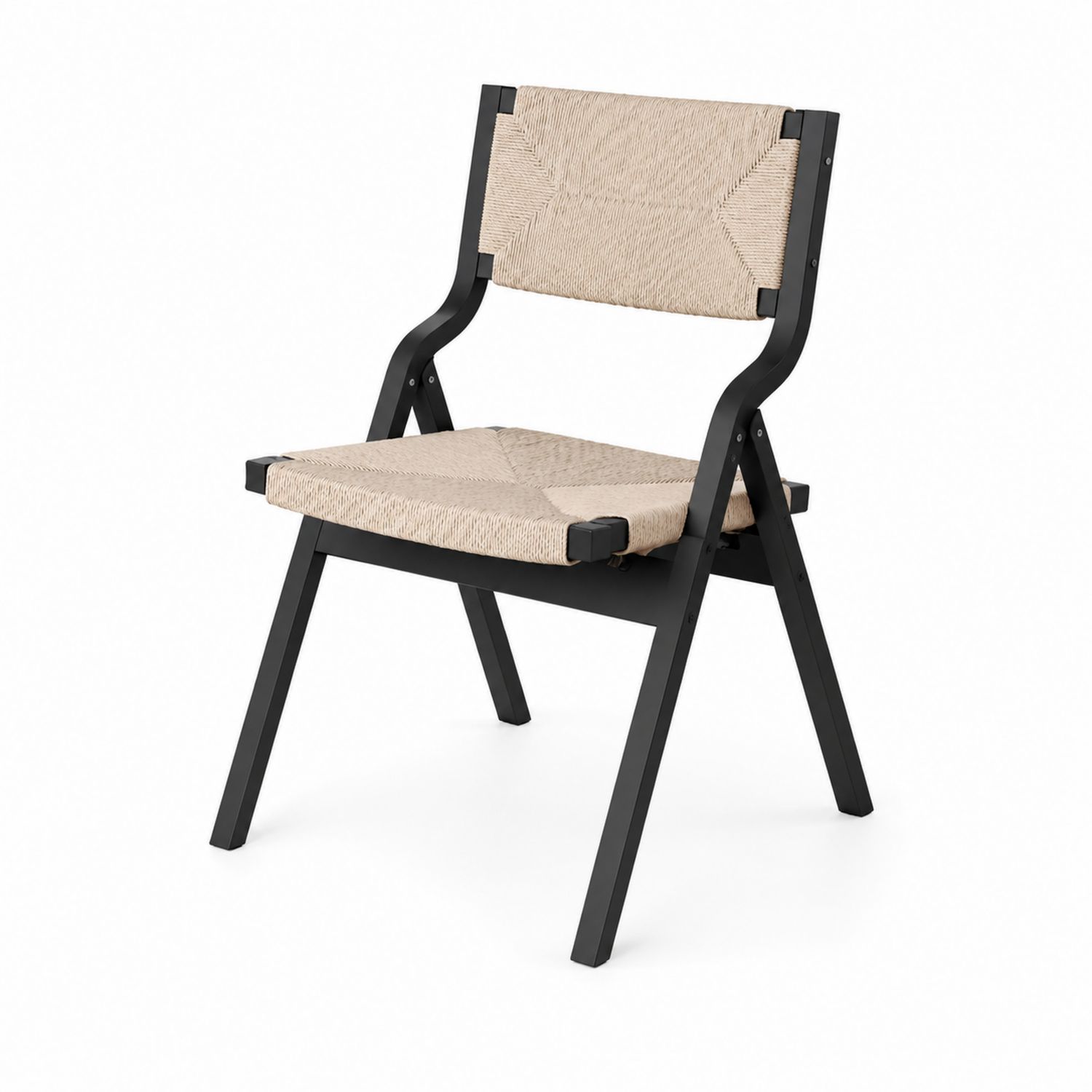 Chaise en métal avec assise en corde tissée-Floralvillae