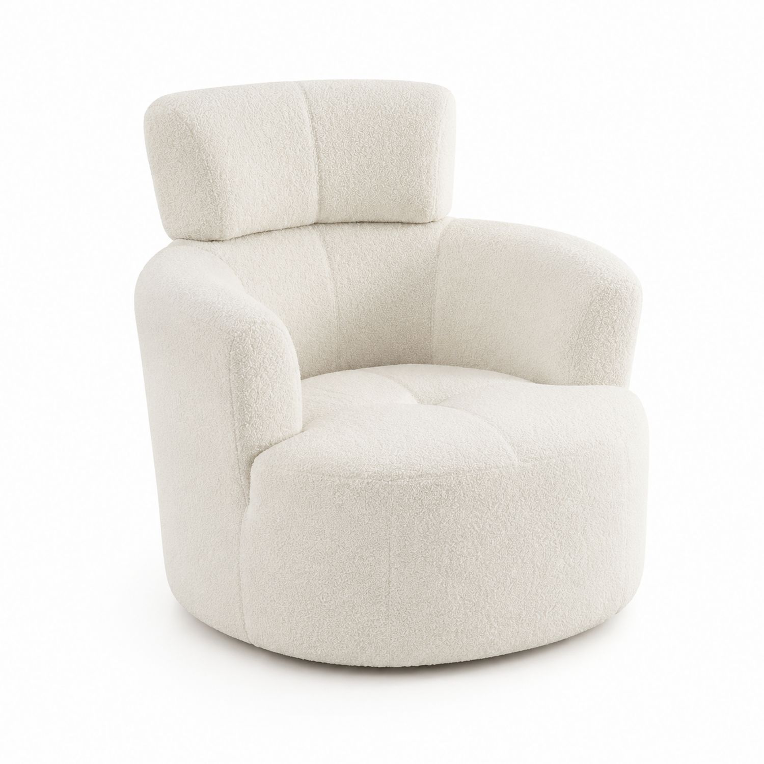 Fauteuil pivotant en tissu bouclé Blanc-Floralvillae