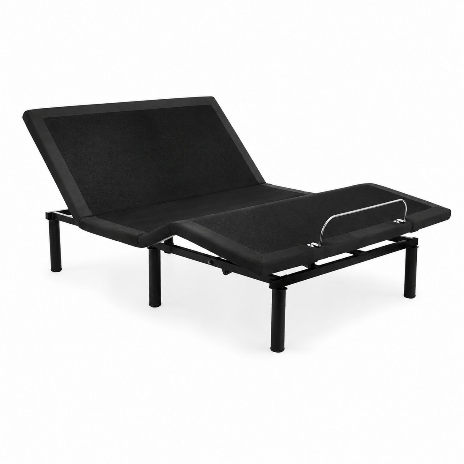Cadre de Lit Électrique Réglable 190x140 cm Métal et Tissu Noir-Floralvillae