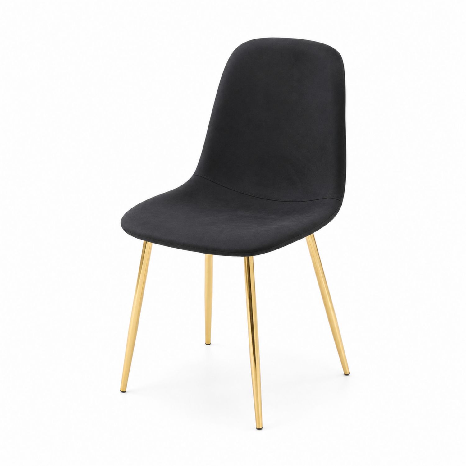 Chaise en velours noir avec pieds en métal doré-Floralvillae