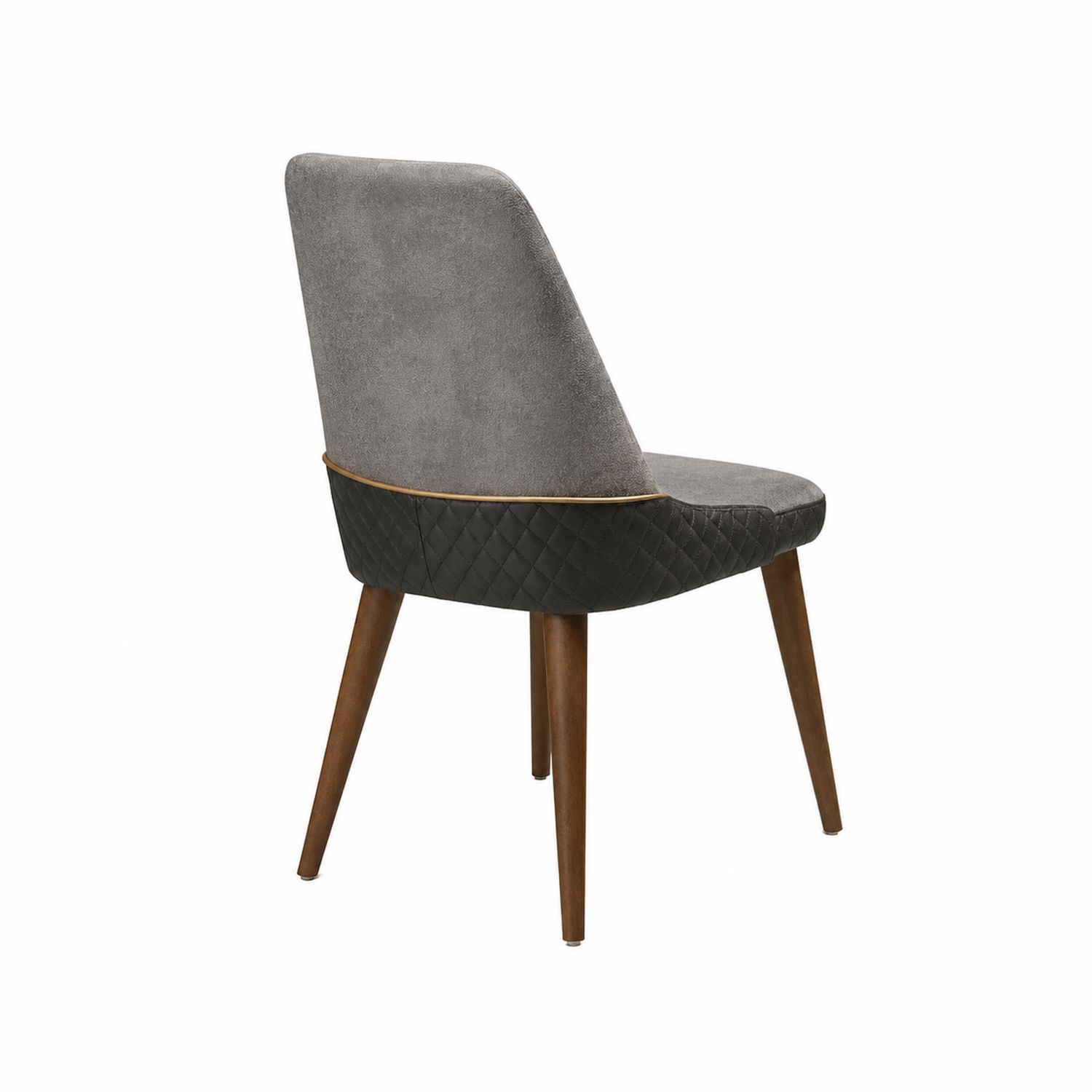 Chaise en tissu et cuir synthétique gris/noir-Floralvillae