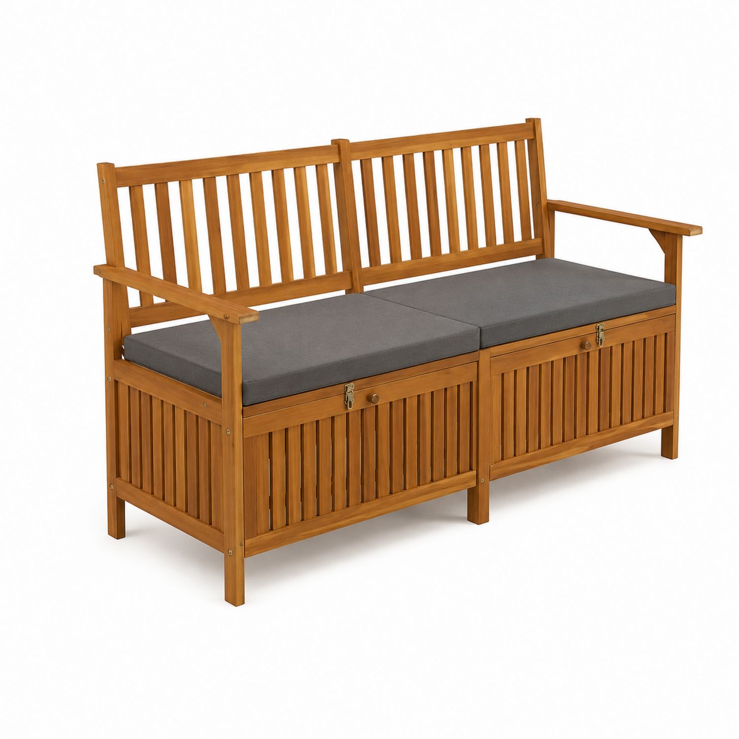 Banc de jardin en bois avec rangement et coussins-Floralvillae