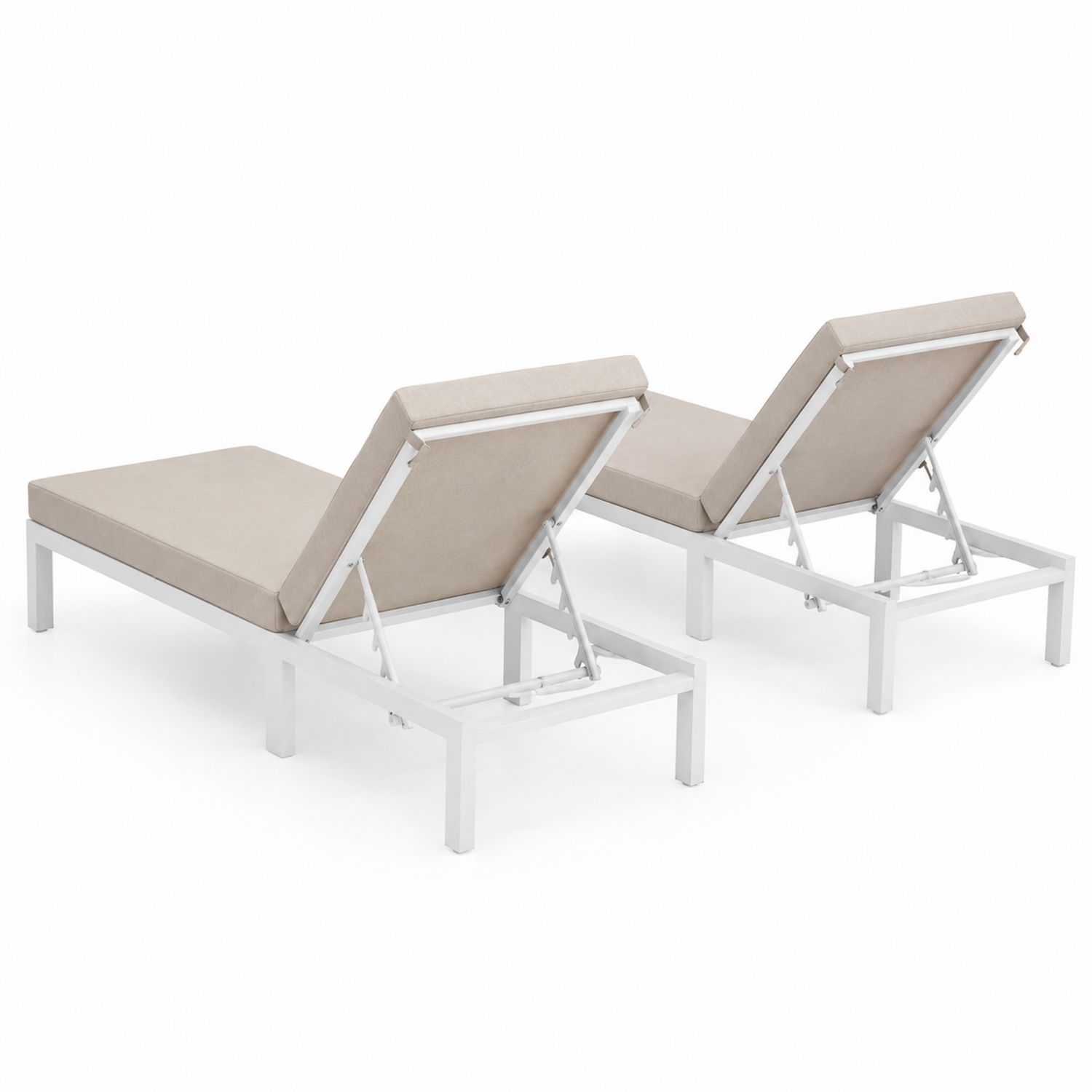 Chaises Longues en Aluminium avec Tissu Beige, Lot de 2-Floralvillae