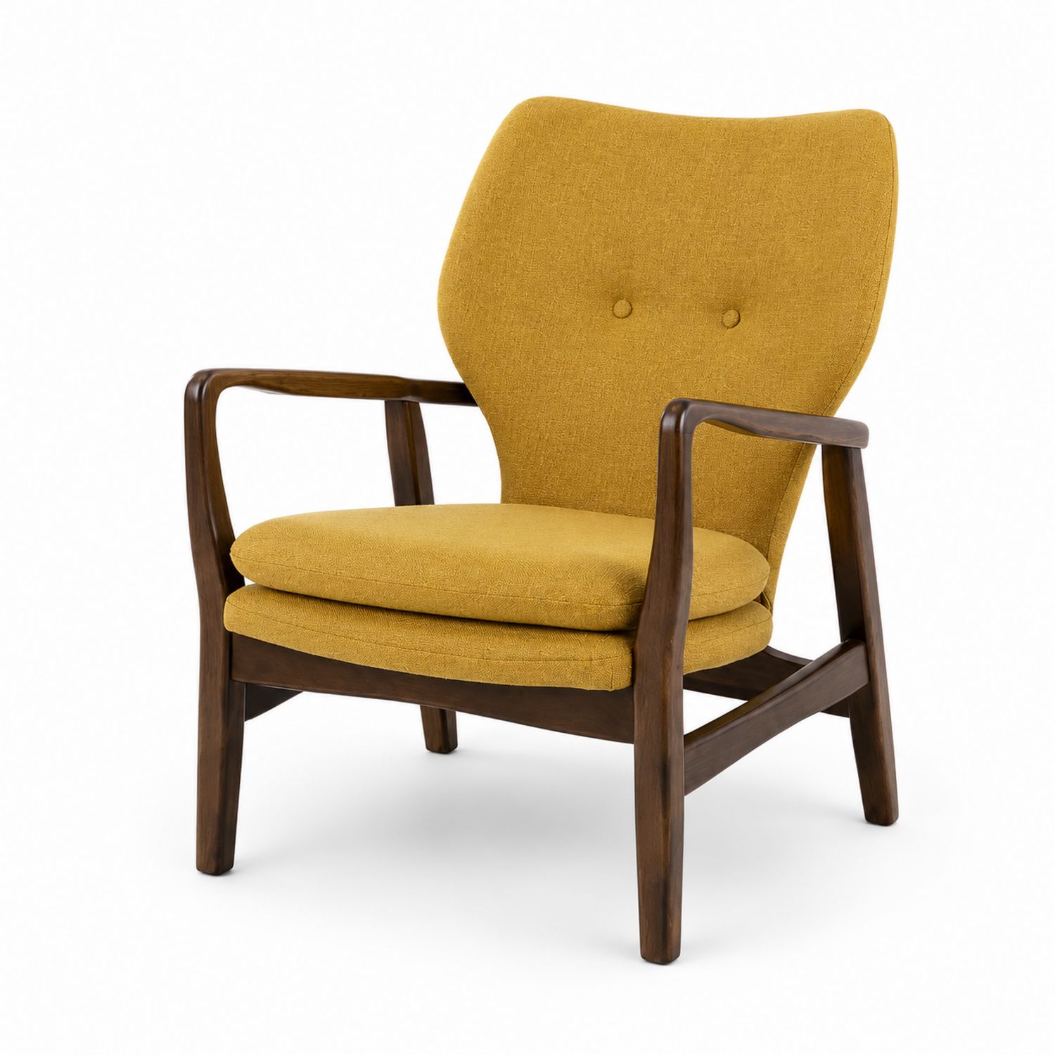 Fauteuil en bois et tissu polyester Jaune-Floralvillae