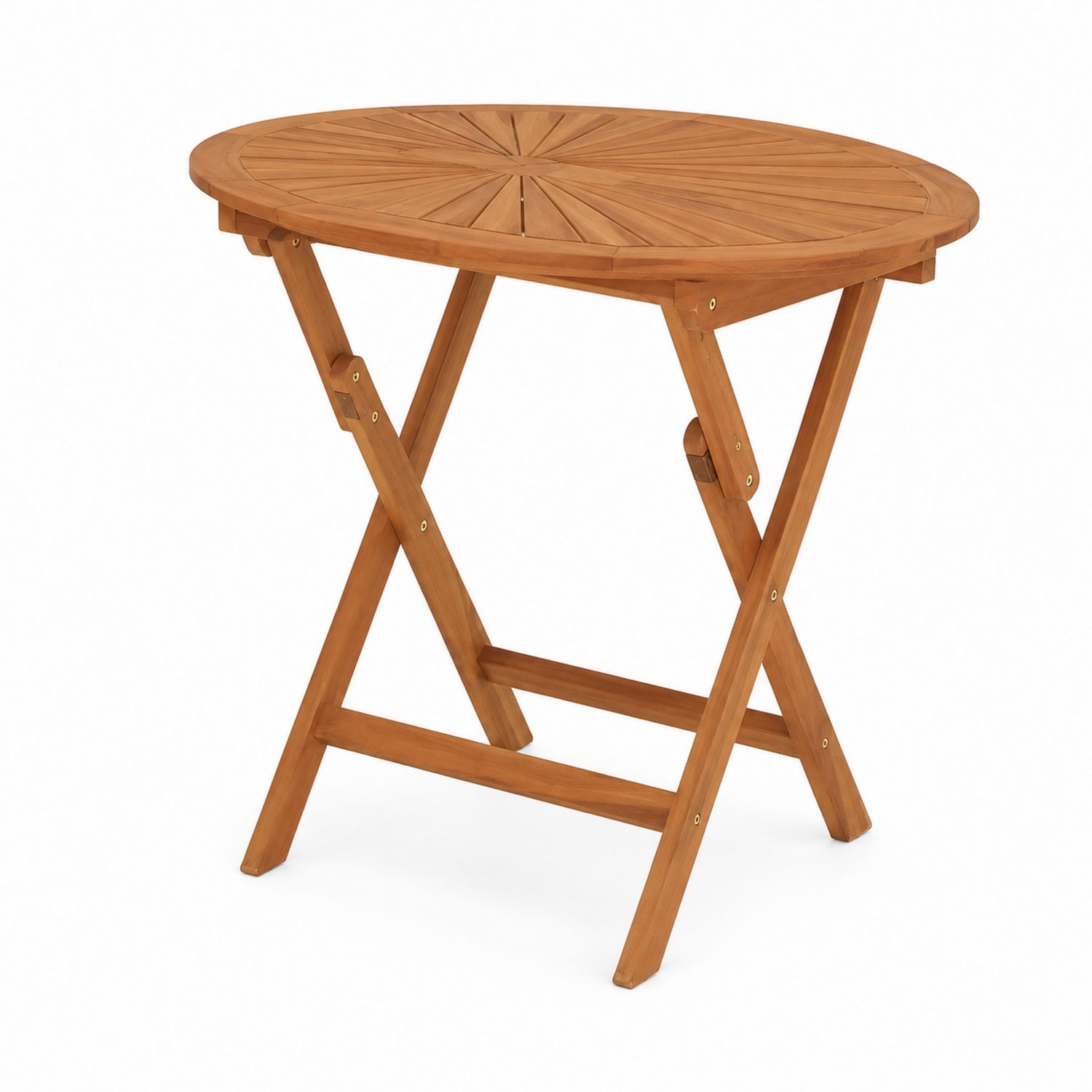 Table pliante ronde en bois d'acacia-Floralvillae