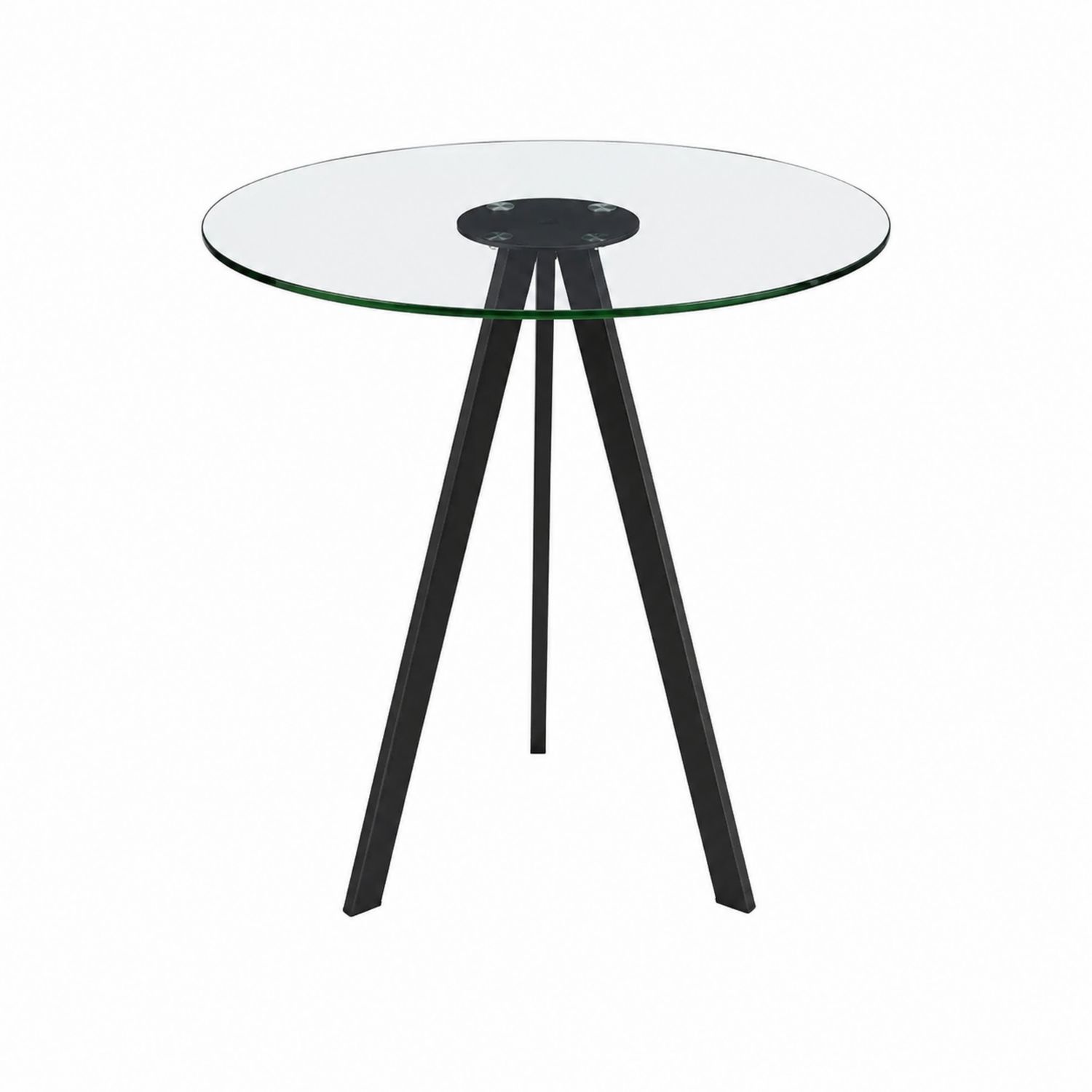 Table ronde en verre trempé et pieds en métal noir-Floralvillae
