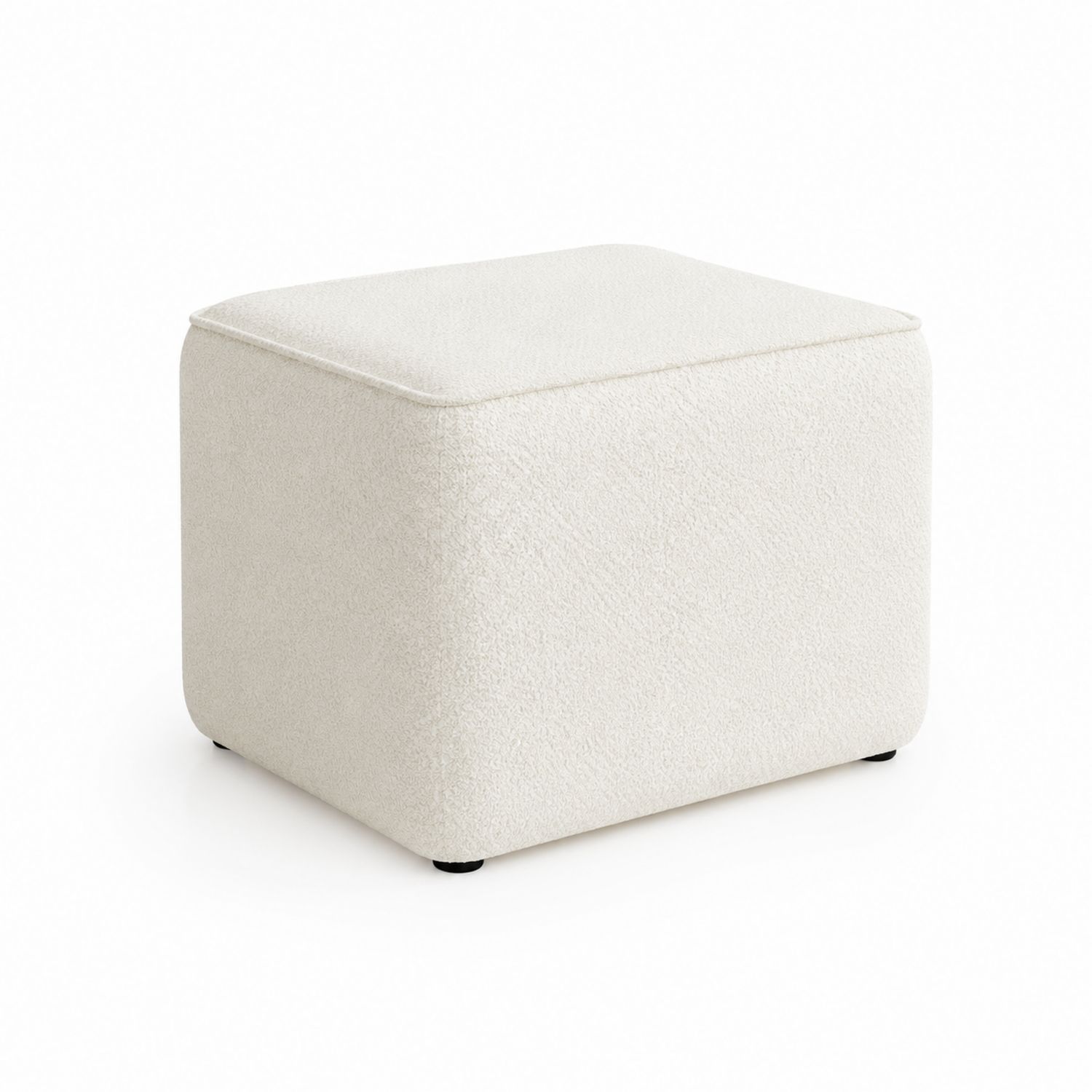 Pouf cube en tissu Bouclé Blanc 40x40x40 cm-Floralvillae