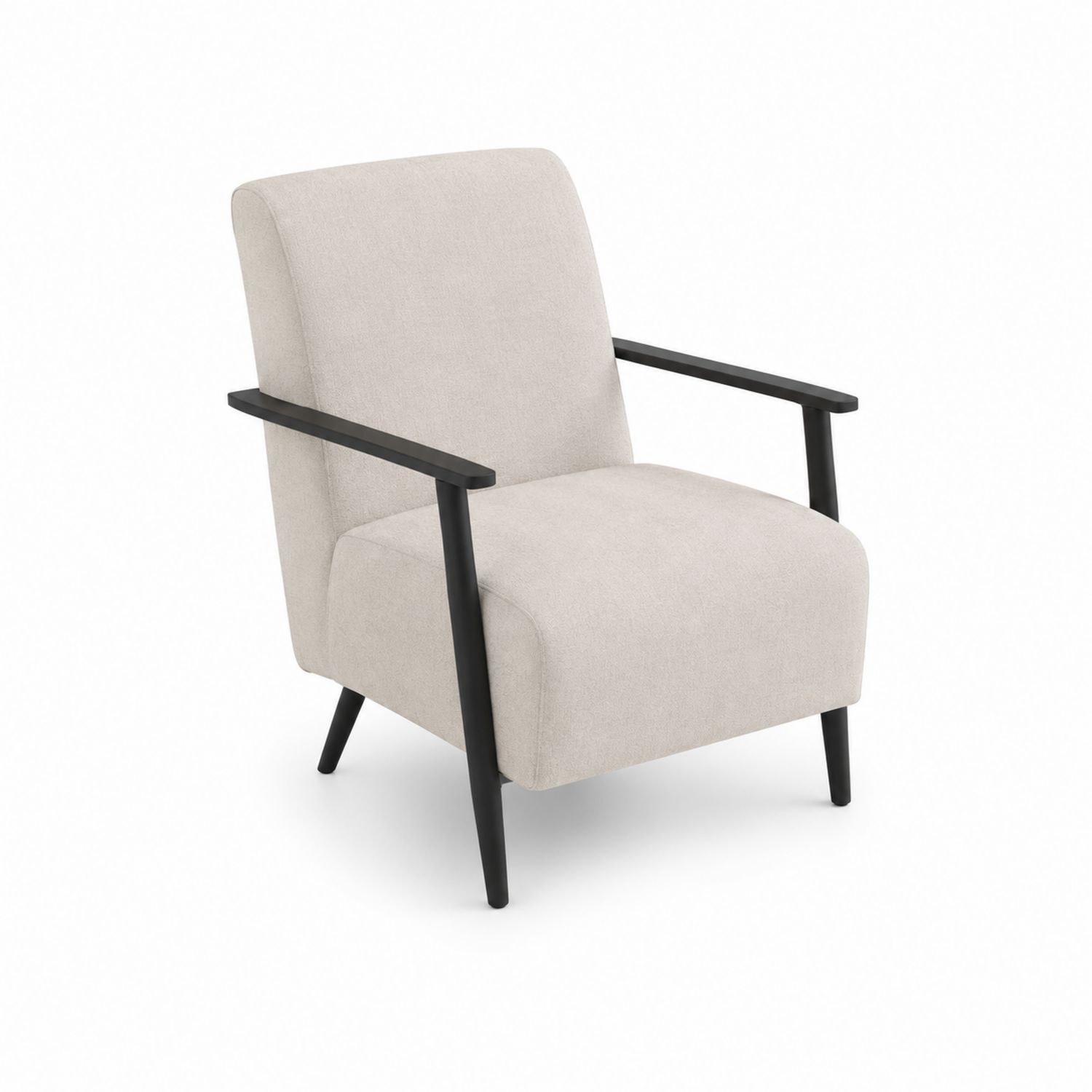 Fauteuil en tissu polyester beige avec structure en métal noir-Floralvillae