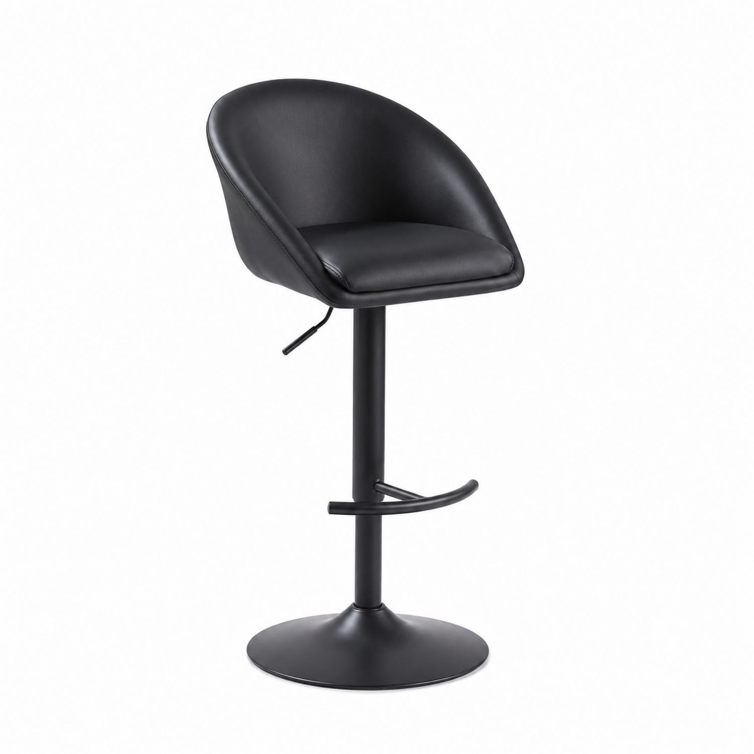 Tabouret de bar en cuir synthétique noir avec structure en métal-Floralvillae