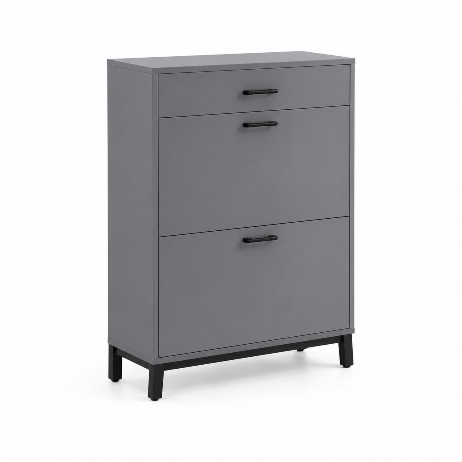 Armoire à chaussures en bois et métal gris foncé 100x60x24cm-Floralvillae