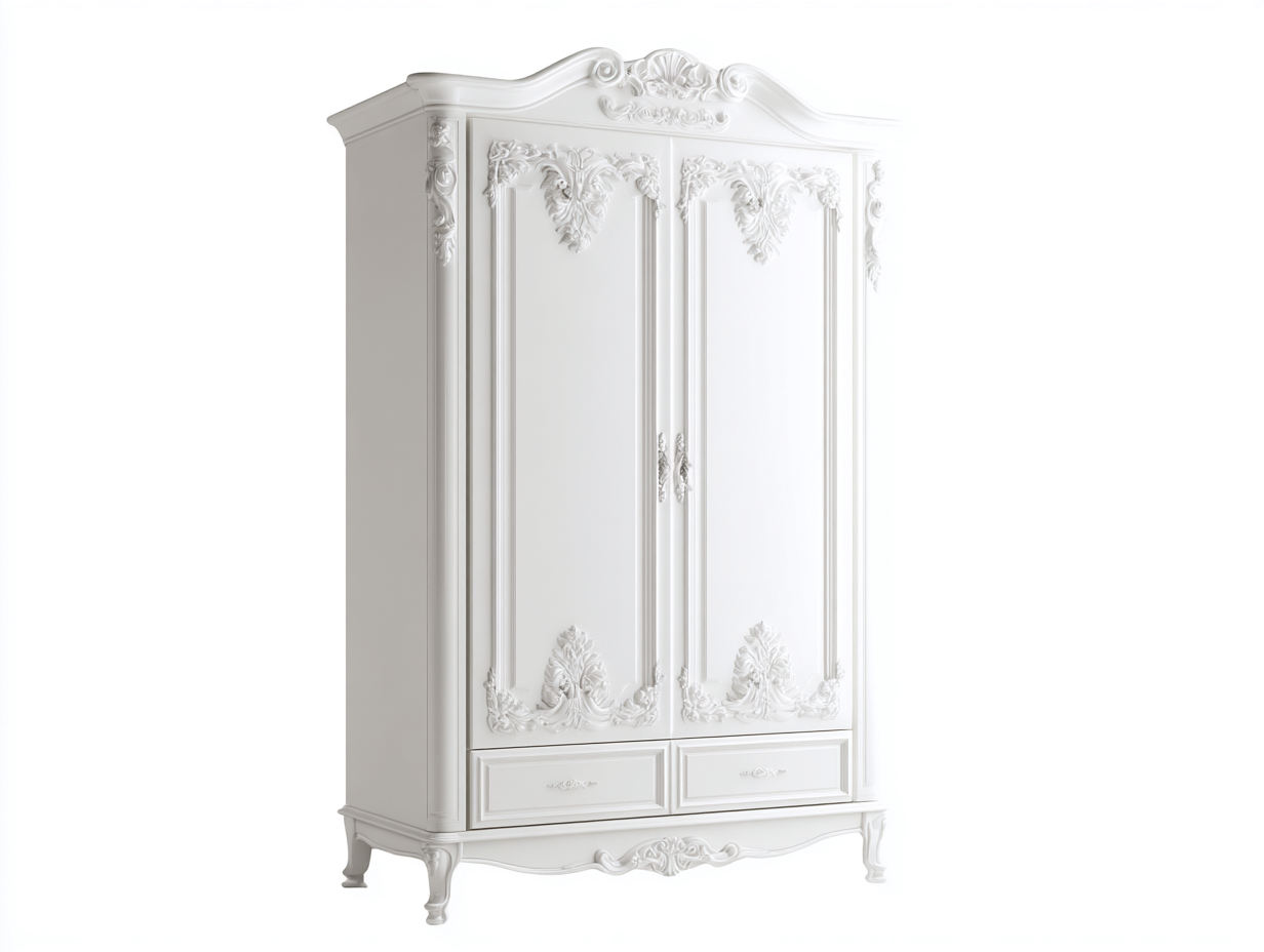 Armoire - Bois manufacturé - 118x56x212 cm - Blanc - Baroque-Liviaospace