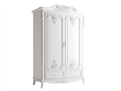 Armoire - Bois manufacturé - 118x56x212 cm - Blanc - Baroque-Liviaospace