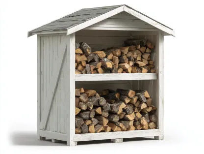 Abri à bûches - Bois - Bardeaux bitumés - 165x65x182 cm - Blanc-Gris - Chalet extérieur-Liviaospace