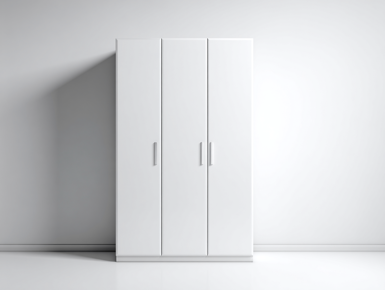 Armoire - Bois manufacturé - Métal - 150x55x205 cm - Blanc - Minimaliste-Liviaospace