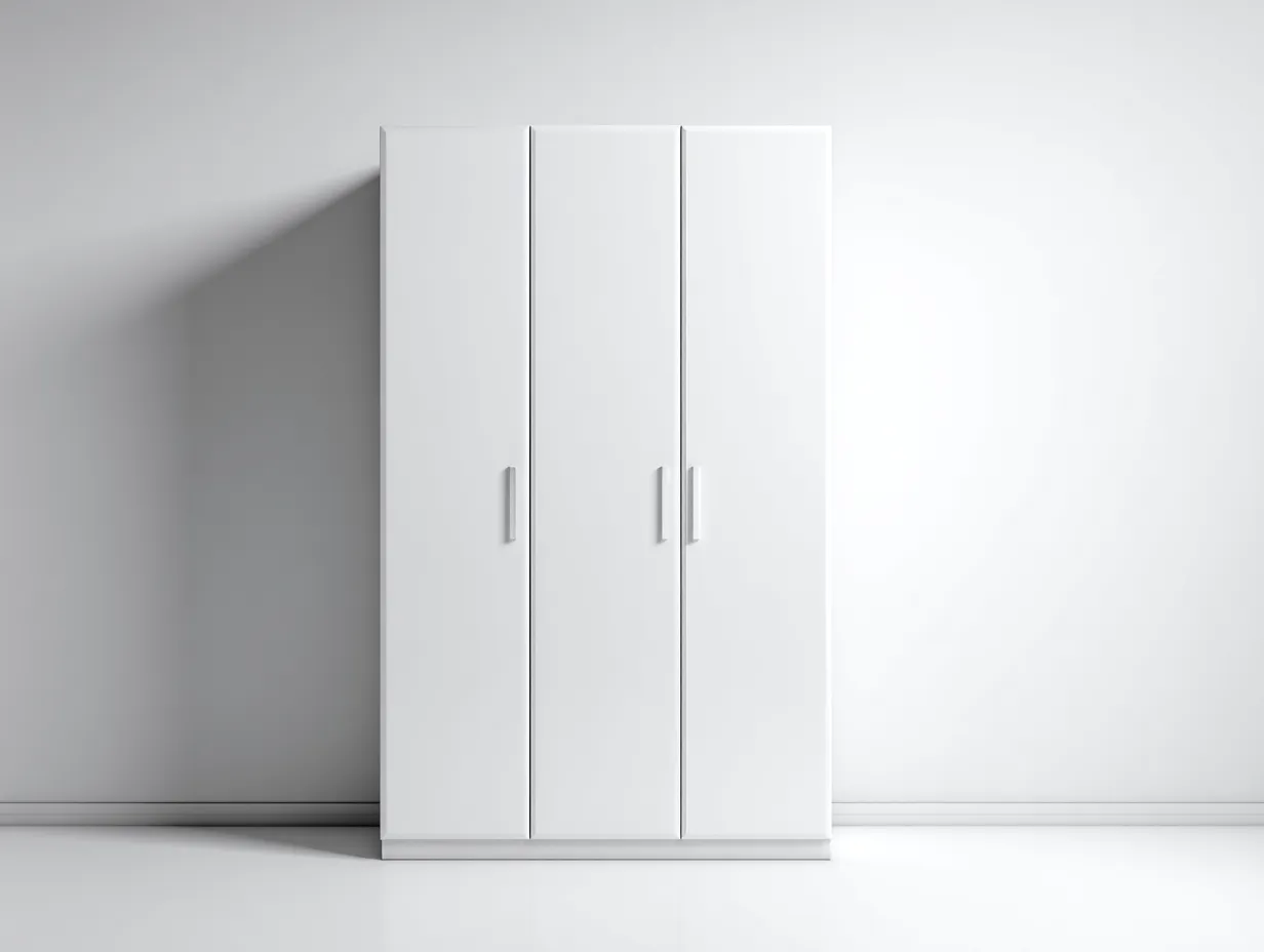 Armoire - Bois manufacturé - Métal - 150x55x205 cm - Blanc - Minimaliste-Liviaospace