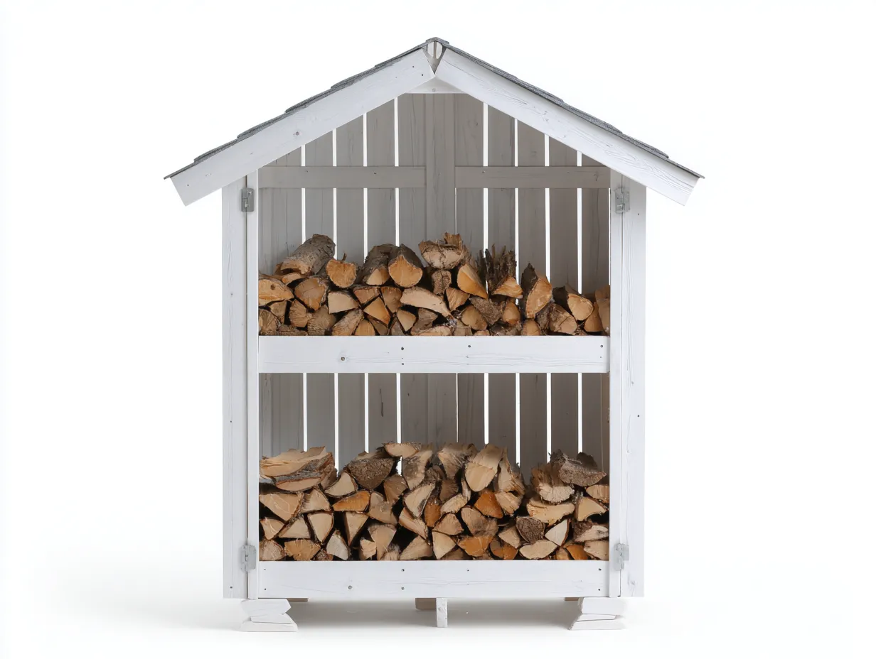 Abri à bûches - Bois - 155x62x188 cm - Blanc-Gris - Chalet extérieur-Liviaospace