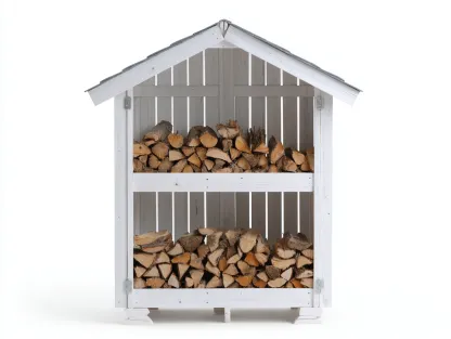 Abri à bûches - Bois - 155x62x188 cm - Blanc-Gris - Chalet extérieur-Liviaospace