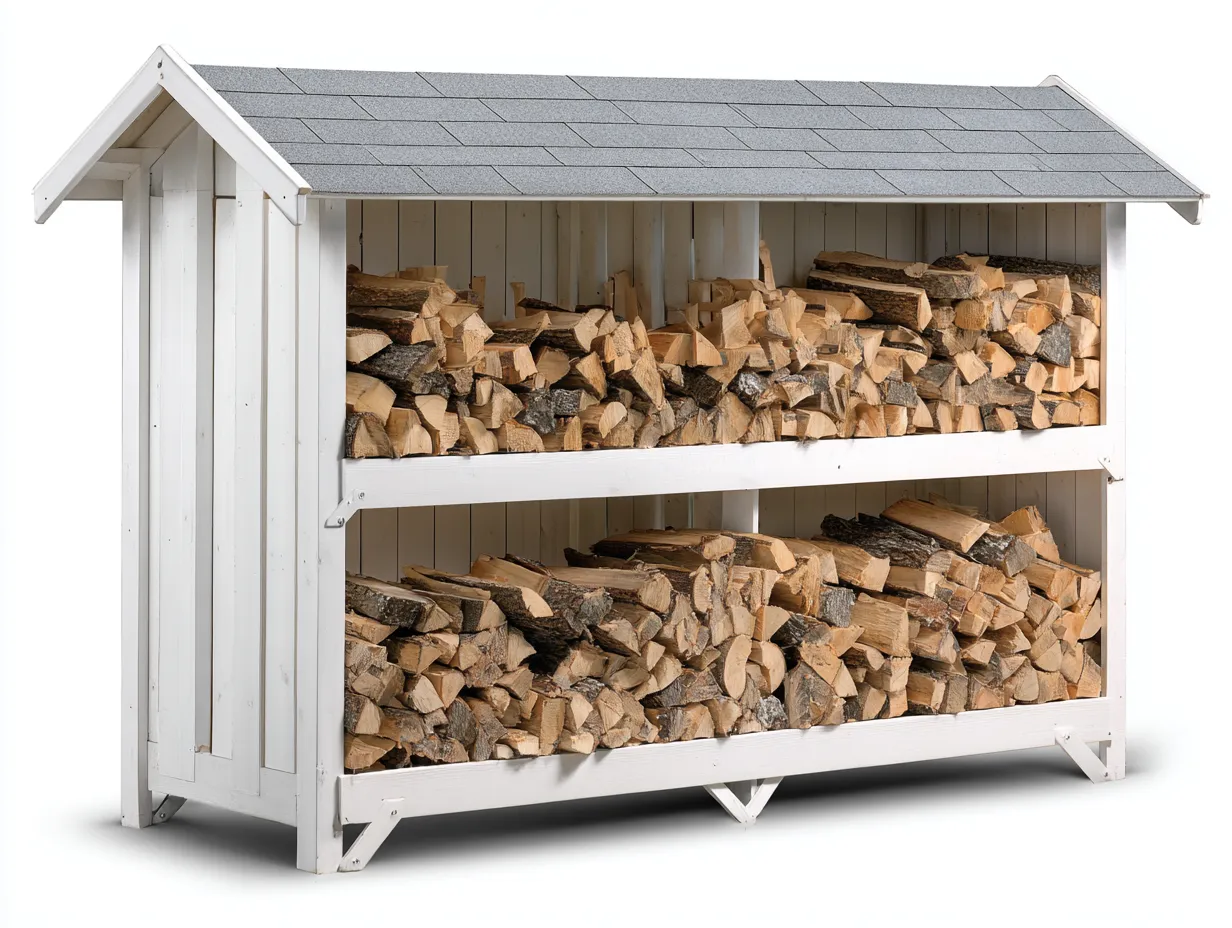 Abri à bûches - Bois - Bardeaux bitumés - 260x78x170 cm - Blanc-Gris - Extérieur-Liviaospace