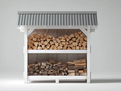 Abri à bûches - Bois - Métal - 185x62x170 cm - Blanc-Gris - Extérieur-Liviaospace