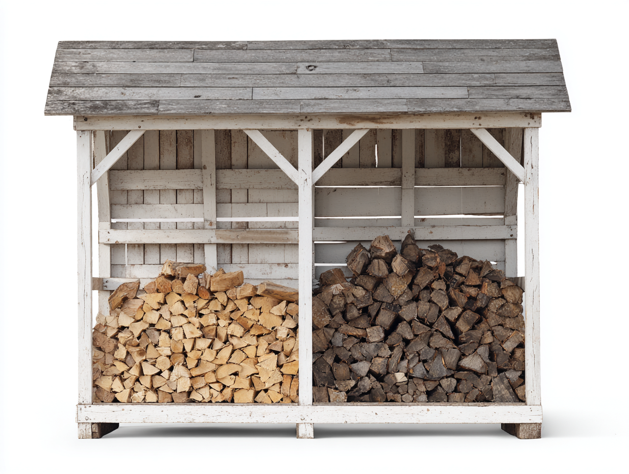 Abri à bûches - Bois - 190x60x158 cm - Blanc-Gris vieilli - Style rustique-Liviaospace
