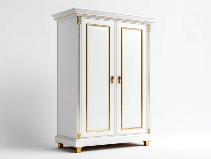 Armoire - Bois manufacturé - Métal - 128x58x206 cm - Blanc-Doré - Classique-Liviaospace