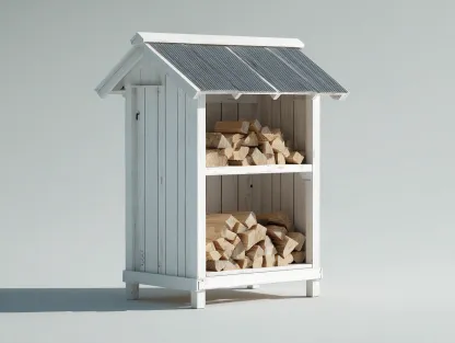 Abri à bûches - Bois - 135x58x185 cm - Blanc-Gris - Chalet extérieur-Liviaospace