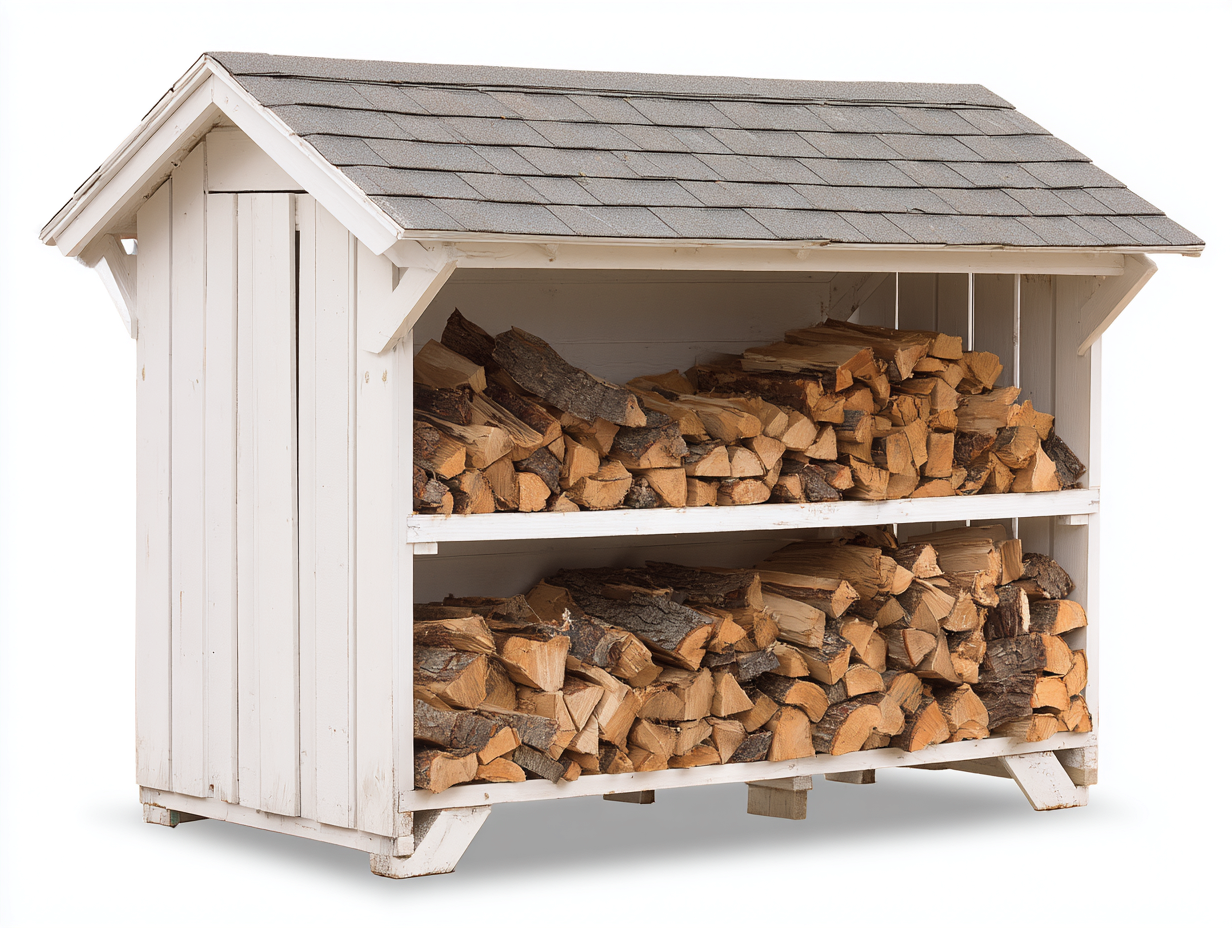 Abri à bûches - Bois - Bardeaux bitumés - 250x76x178 cm - Blanc-Gris - Chalet extérieur-Liviaospace