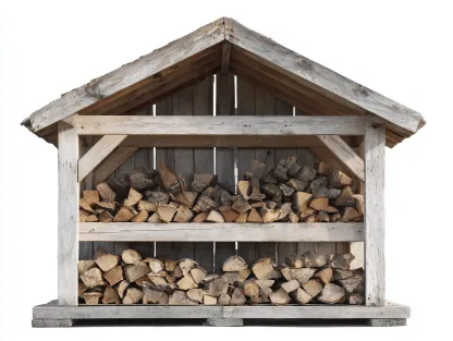 Abri à bûches - Bois - 185x62x152 cm - Naturel-Gris vieilli - Style rustique-Liviaospace