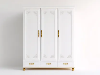 Armoire - Bois manufacturé - Métal - 165x60x210 cm - Blanc-Doré - Classique-Liviaospace