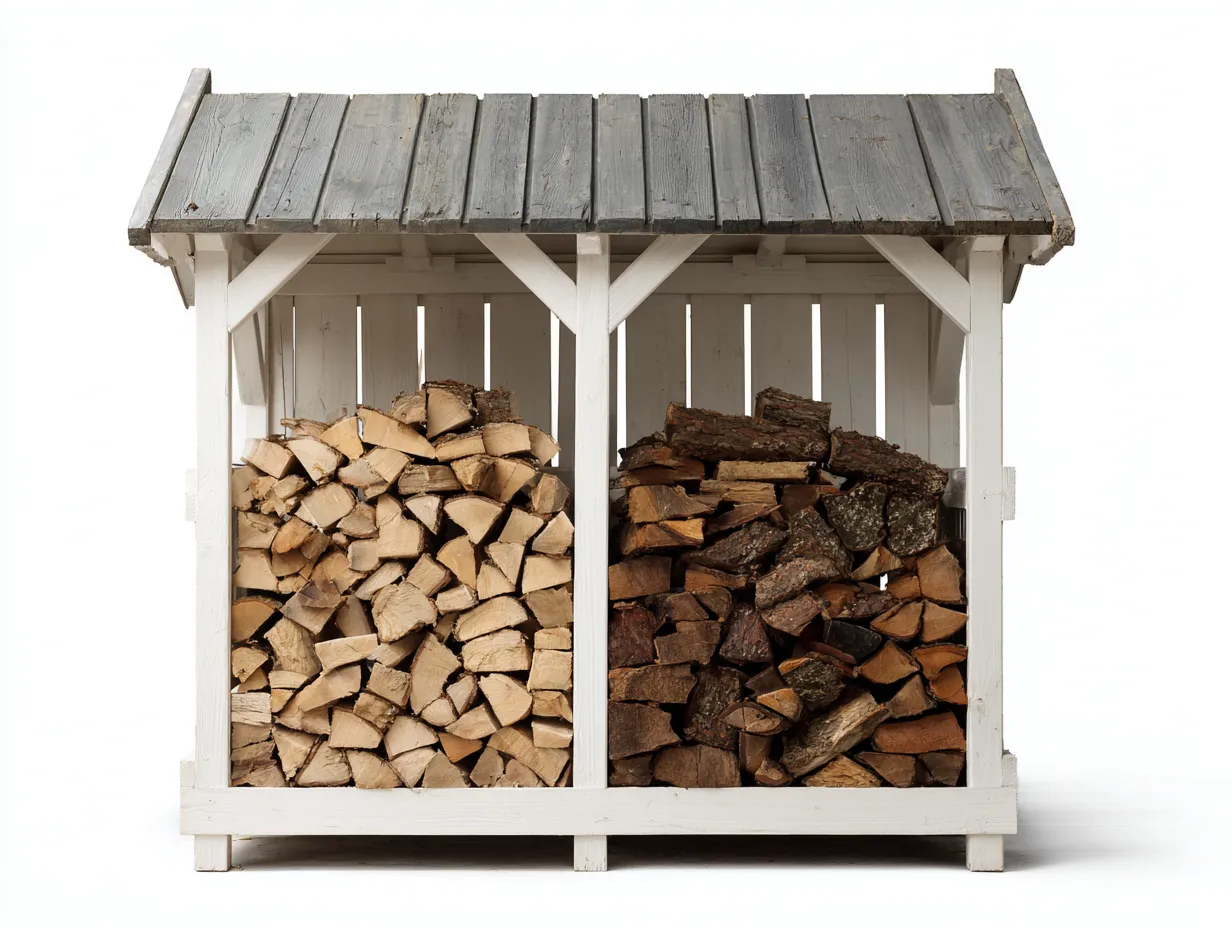 Abri à bûches - Bois - 168x58x136 cm - Blanc-Gris vieilli - Style rustique-Liviaospace