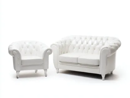 Ensemble de canapés - cuir synthétique - 165x88x78 cm - blanc - style Chesterfield-Liviaospace