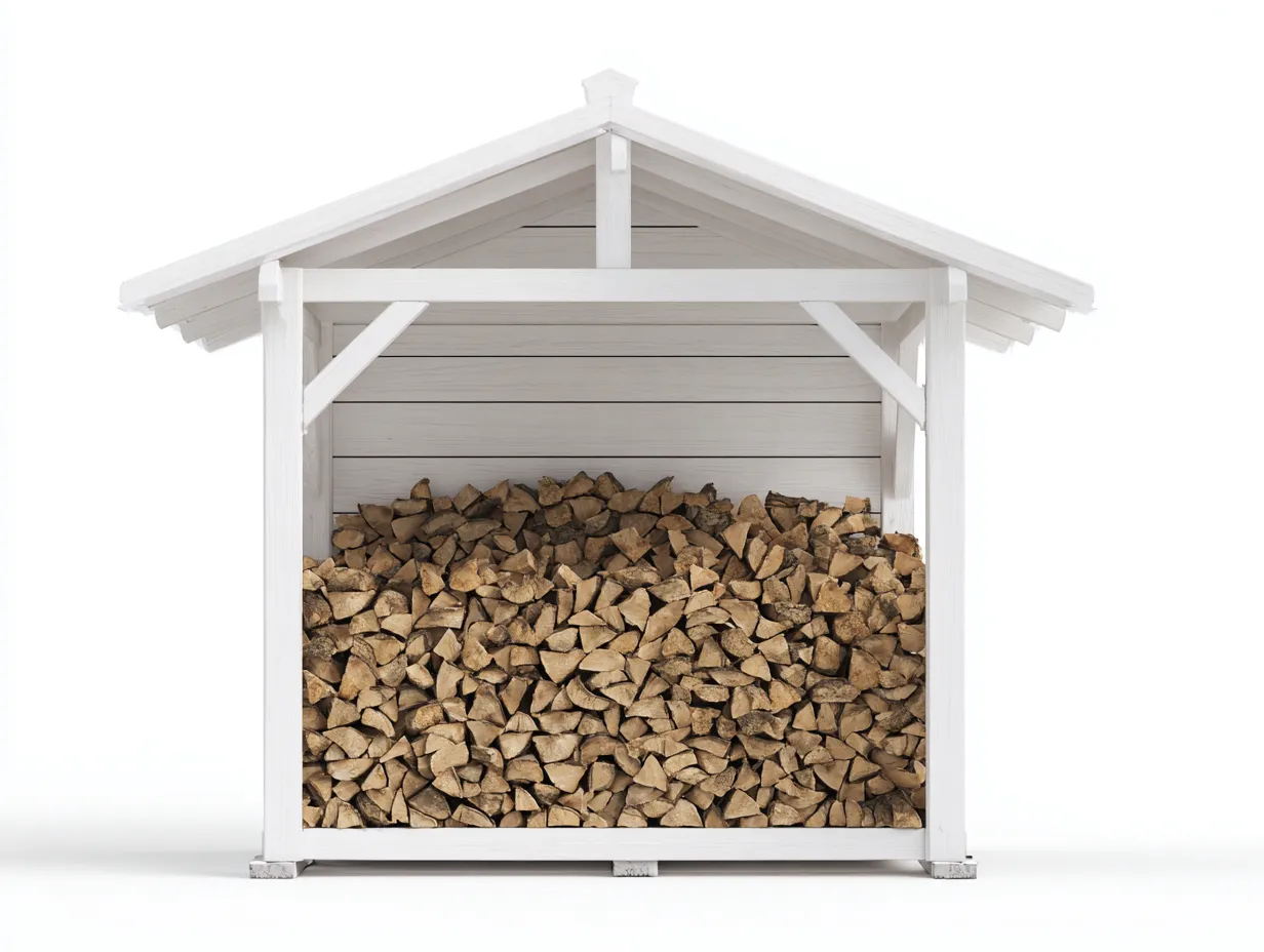 Abri à bûches - Bois - 220x70x190 cm - Blanc - Chalet extérieur-Liviaospace