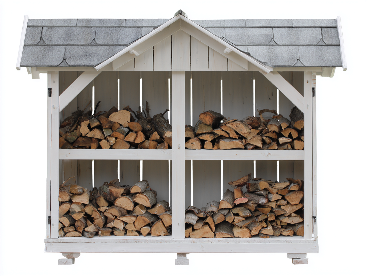 Abri à bûches - Bois - Bardeaux bitumés - 255x78x175 cm - Blanc-Gris - Chalet extérieur-Liviaospace