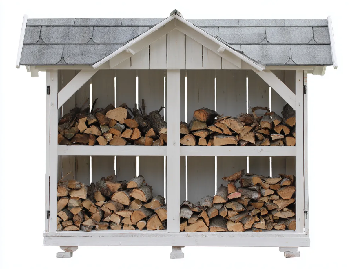 Abri à bûches - Bois - Bardeaux bitumés - 255x78x175 cm - Blanc-Gris - Chalet extérieur-Liviaospace